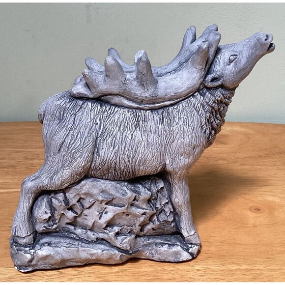 Vtg Mt St Helens ELK Sculpture Volcanic Ash Hand Crafted Carved Rustic 5.5" Tall - Picture 9 of 10